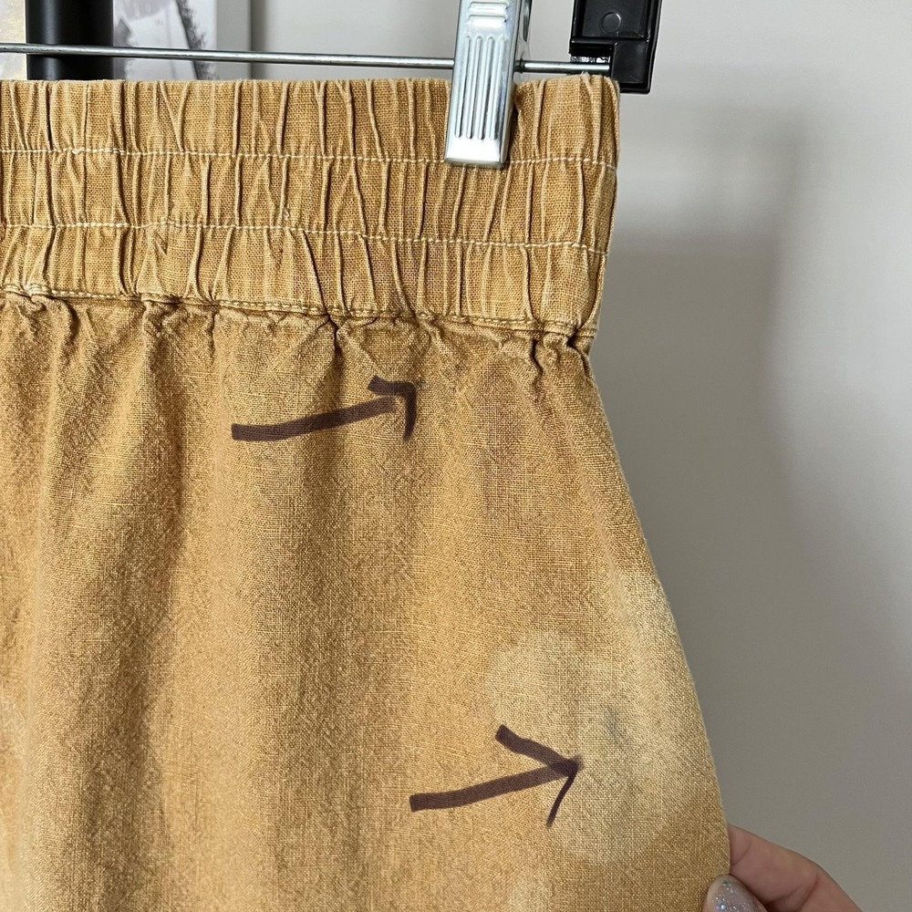 Anthropologie Pilcro Mini Skirt XS Yellow Linen‎ Tie Dye Frayed Hem Boho - Picture 6 of 11